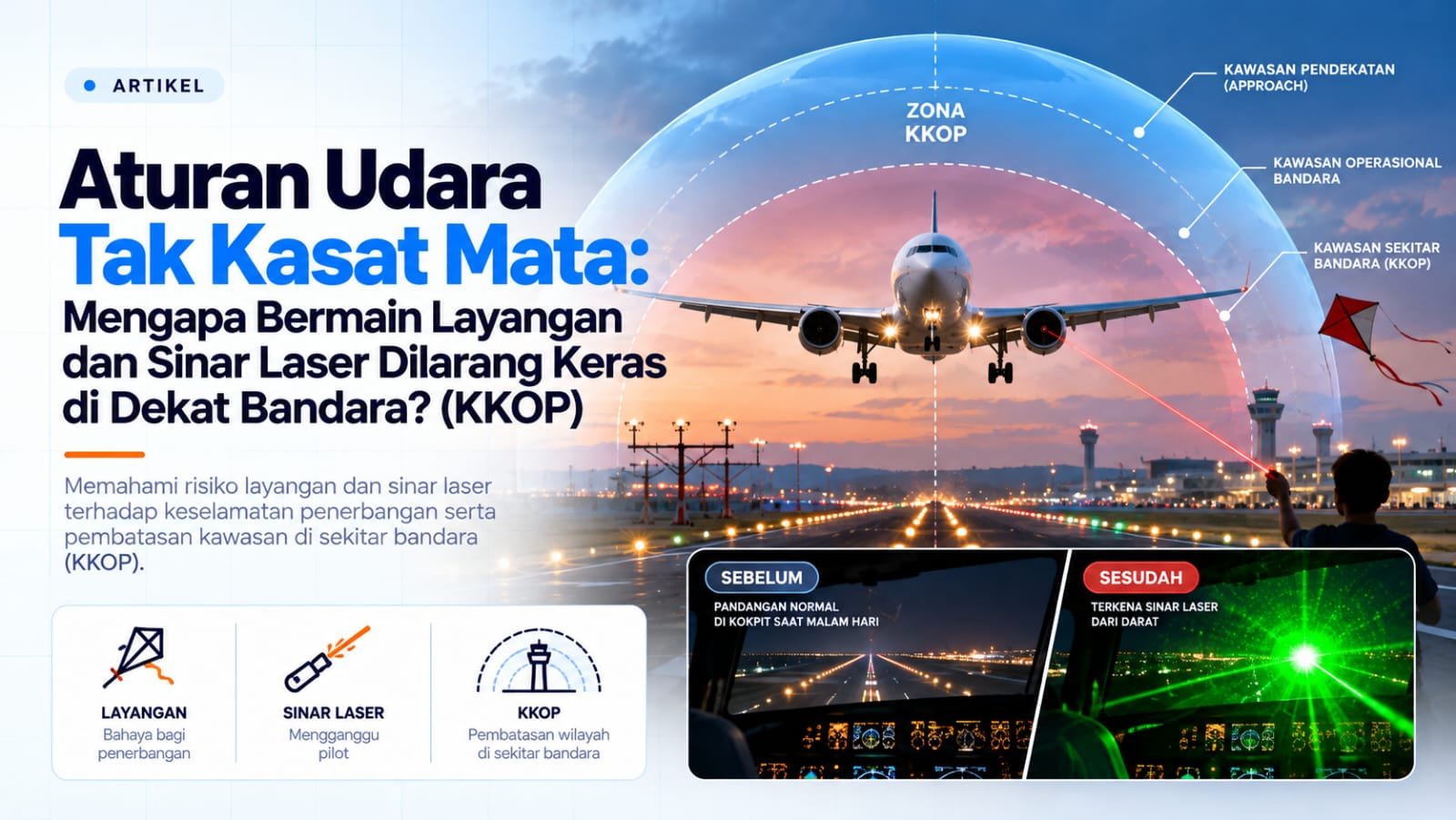 Aturan Udara Tak Kasat Mata: Mengapa Bermain Layangan dan Sinar Laser Dilarang Keras di Dekat Bandara?